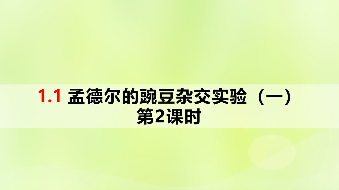 新教材同步备课2024春高中生物第1章遗传因子的发现1.1孟德尔的豌豆杂交实验一第2课时课件新人教版必修2