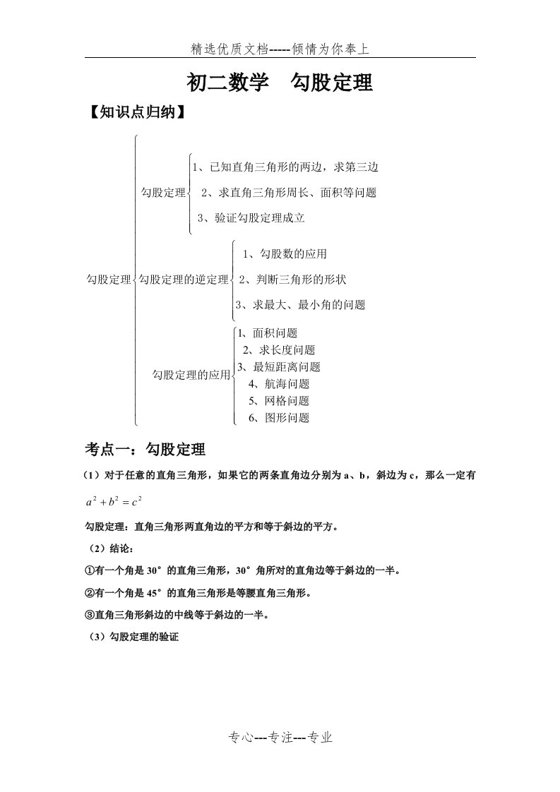 初二数学--勾股定理讲义(共10页)