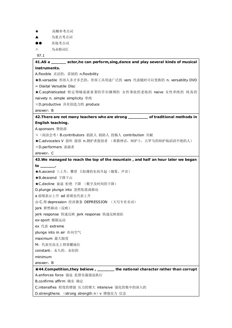 知识汇总大学英语六级词汇