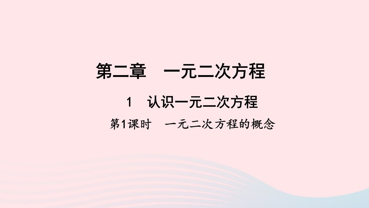 九年级数学上册第二章一元二次方程1认识一元二次方程第1课时一元二次方程的概念作业课件新版北师大版