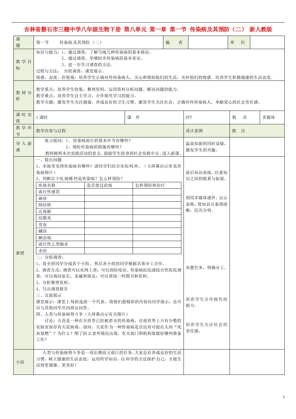 吉林省磐石市三棚中学八年级生物下册