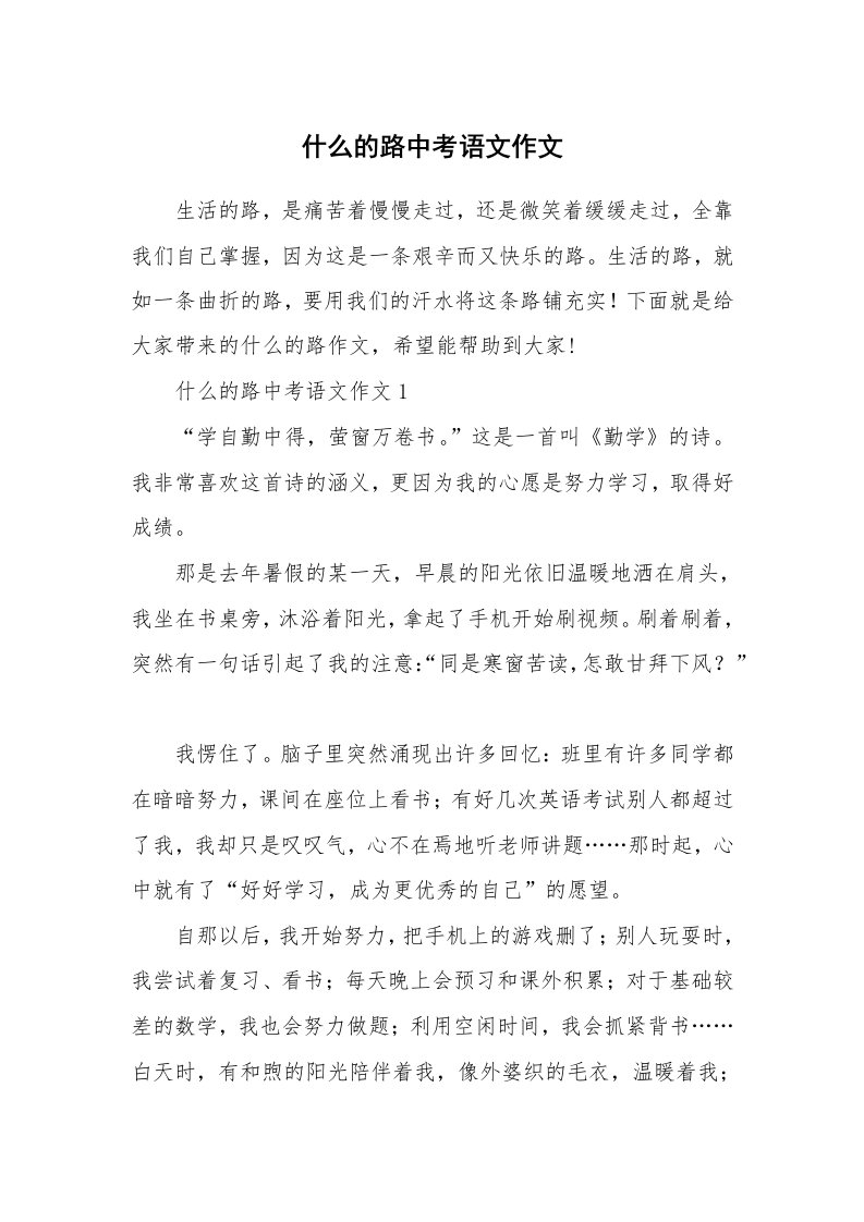 什么的路中考语文作文