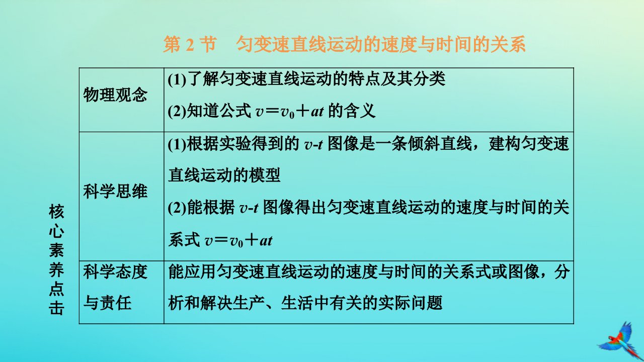 2023新教材高中物理第二章匀变速直线运动的研究第2节匀变速直线运动的速度与时间的关系课件新人教版必修第一册