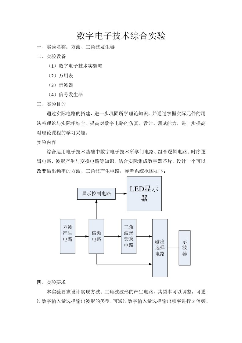 数字电子技术综合实验