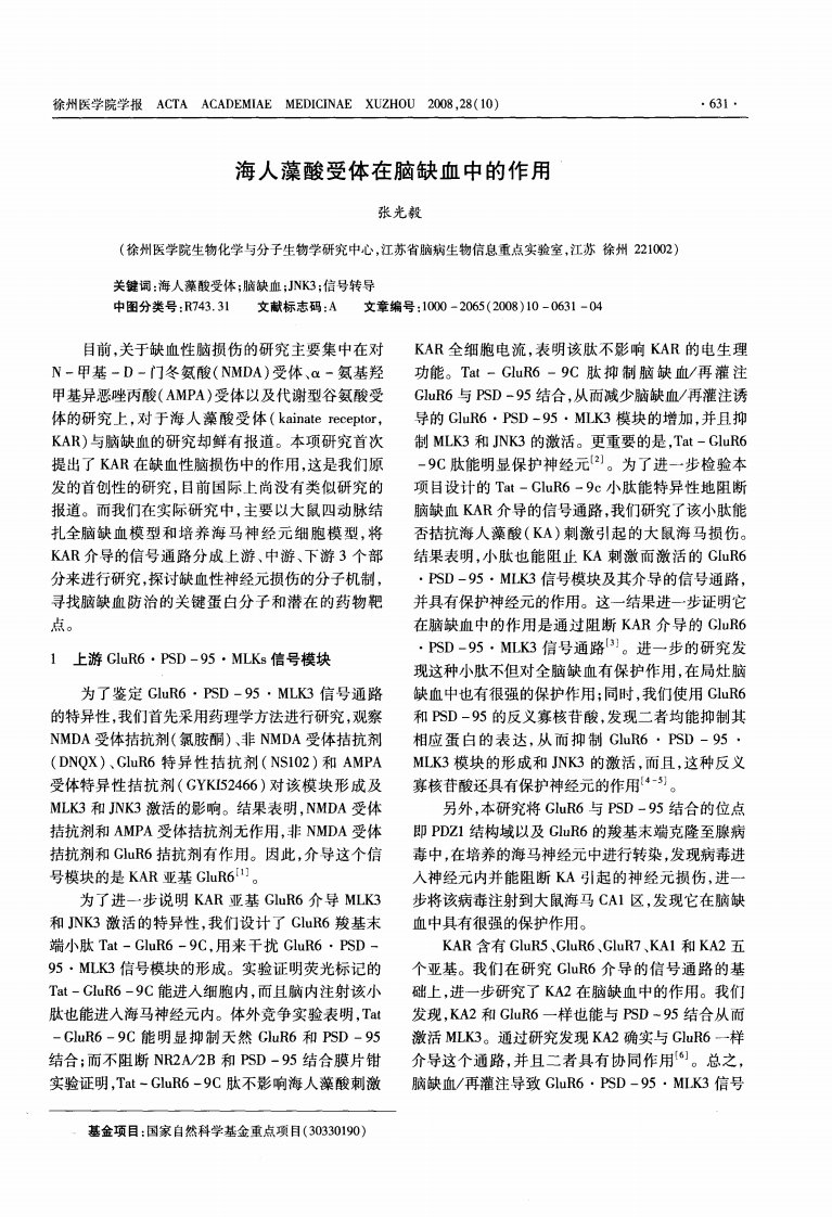 海人藻酸受体在脑缺血中的作用.pdf