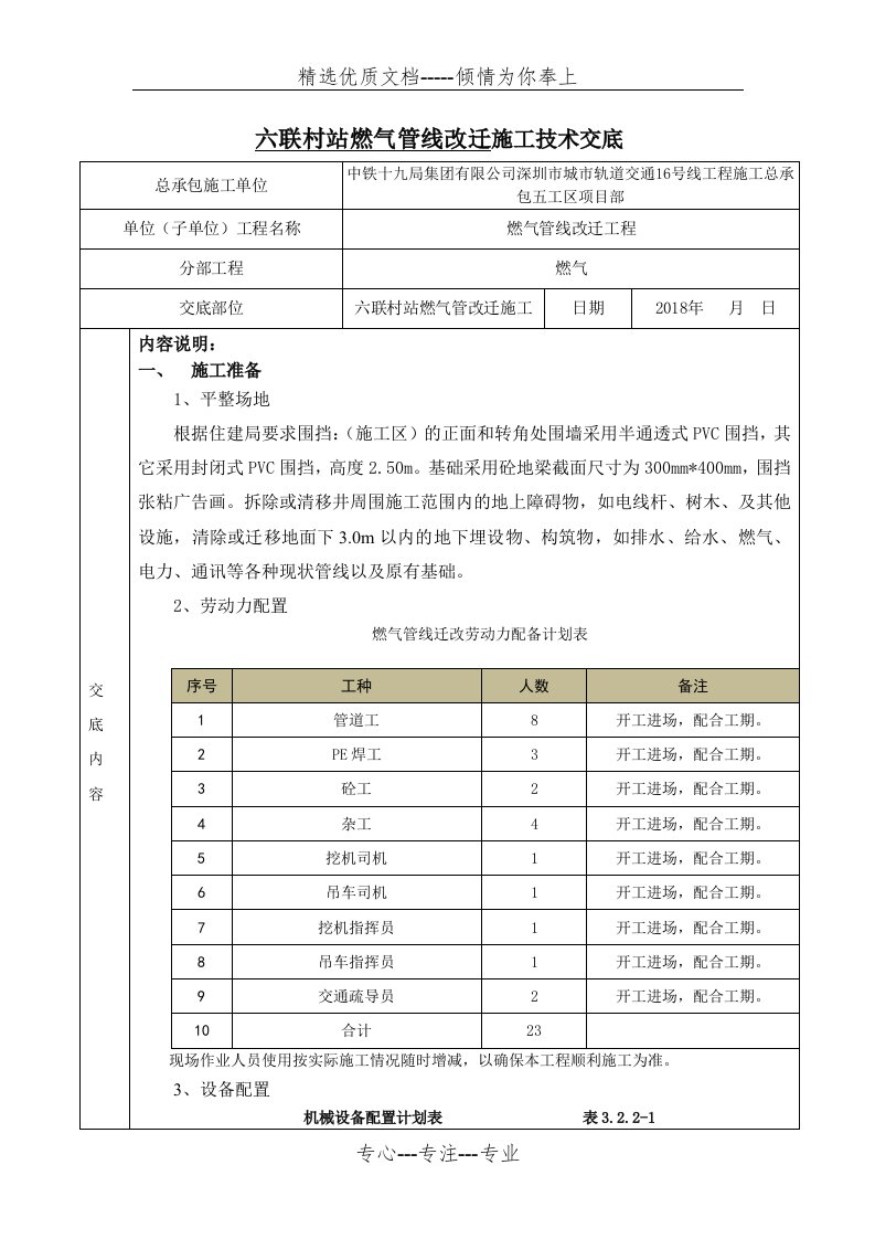 燃气管线迁改施工技术交底(共22页)