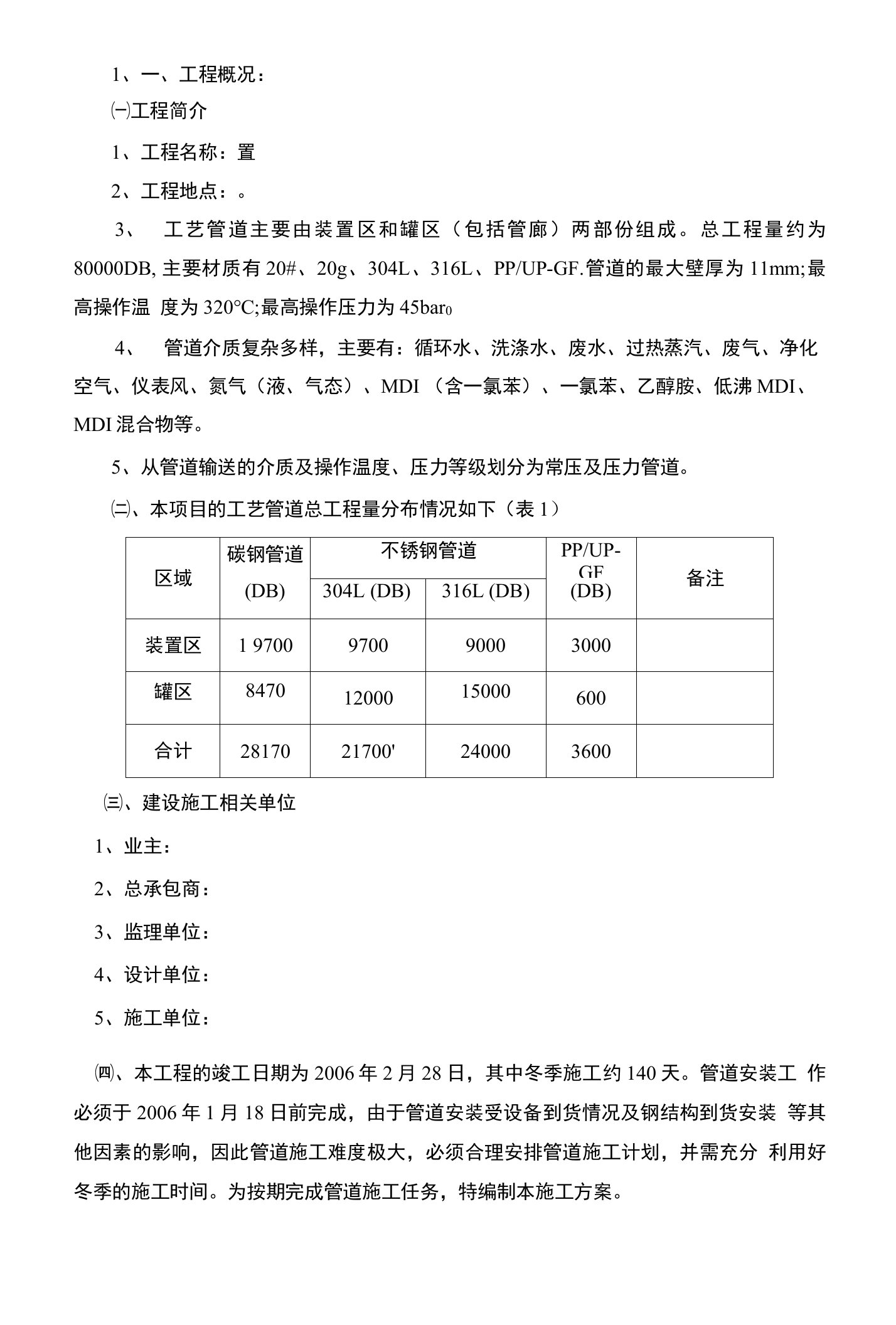 某工厂工艺管道施工方案