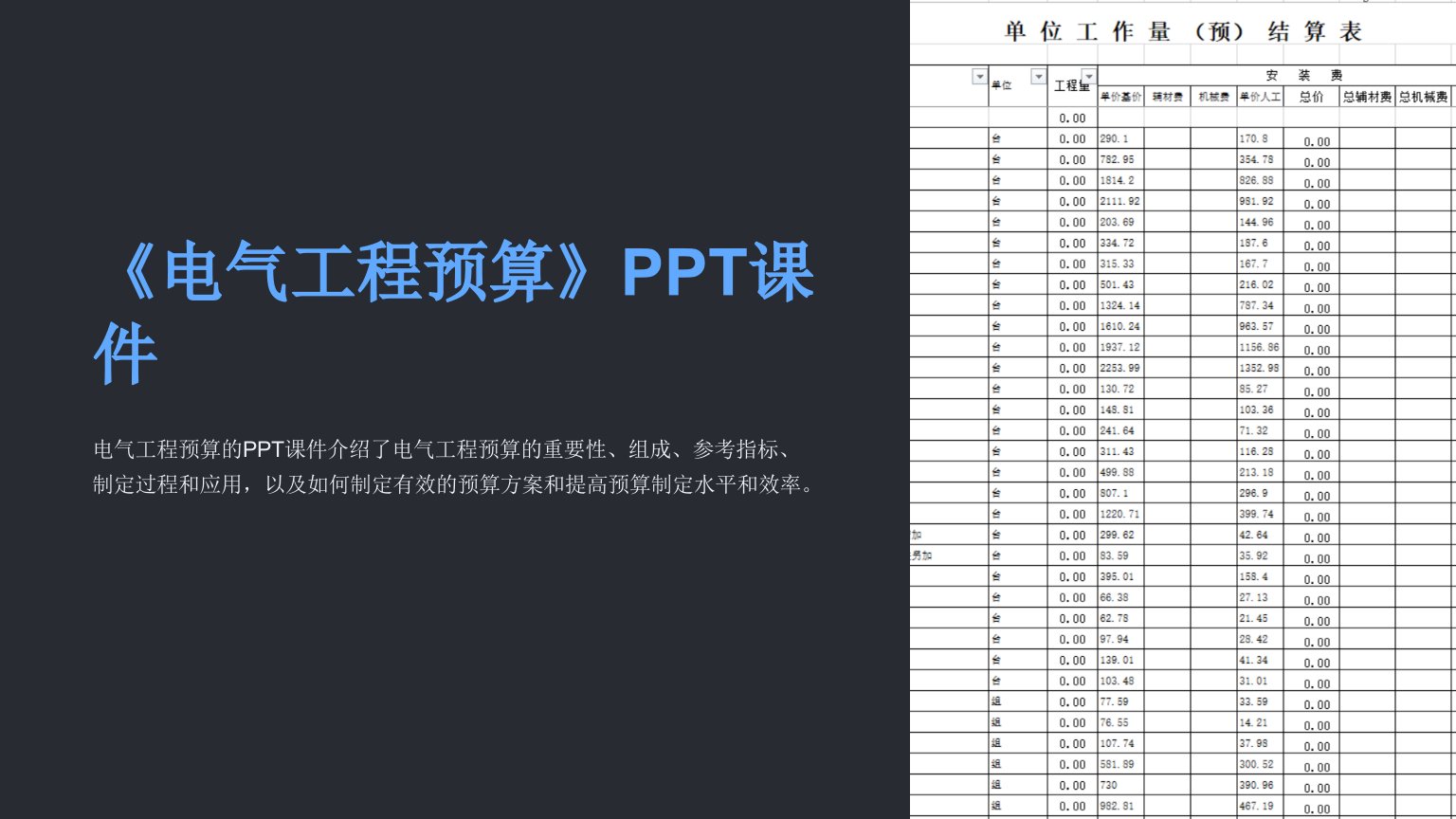 《电气工程预算》课件