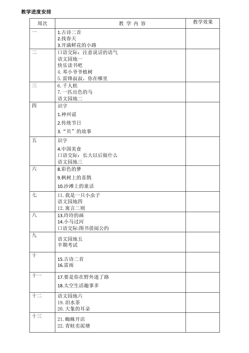 部编版二年级语文下册全册教案表格式(85页)