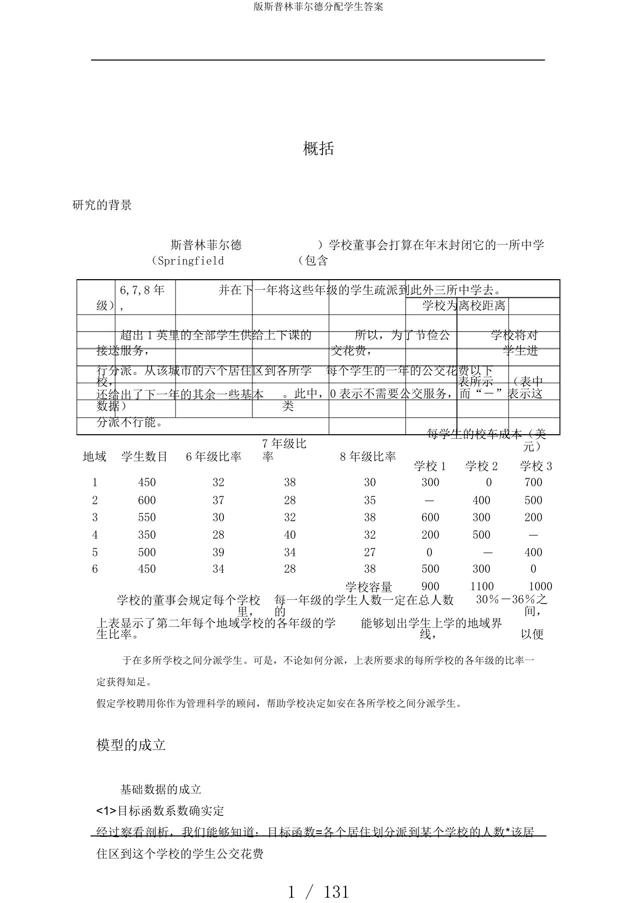 版斯普林菲尔德分配学生答案