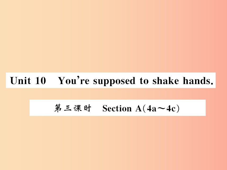 湖北通用2019年秋九年级英语全册Unit10You’resupposedtoshakehands第3课时习题课件