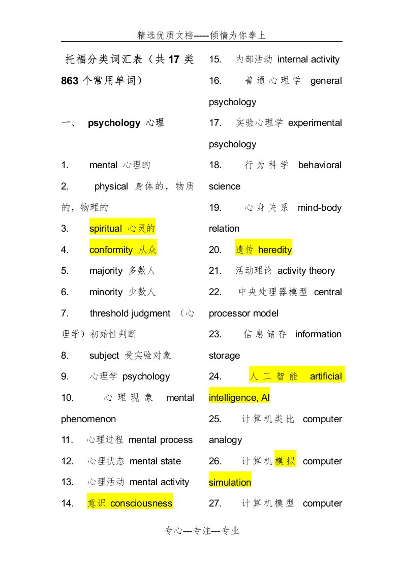 托福分类词汇表(共26页)