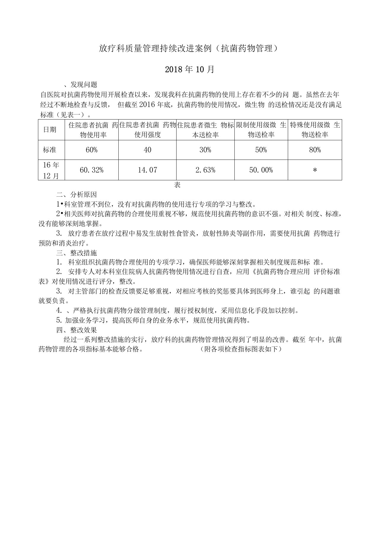 医疗安全与质量管理持续改进案例