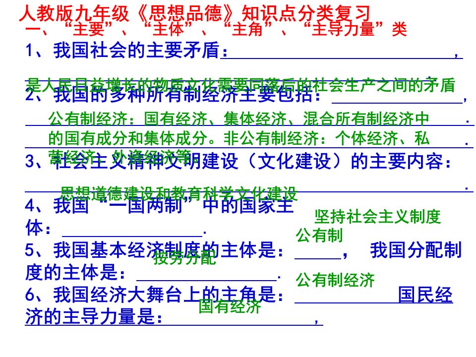 思品知识点归类复习