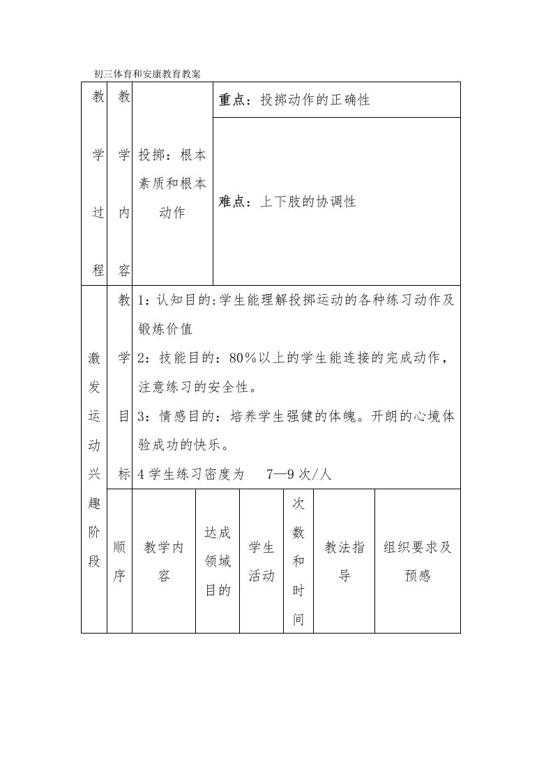 初三体育与健康教育教案[1]