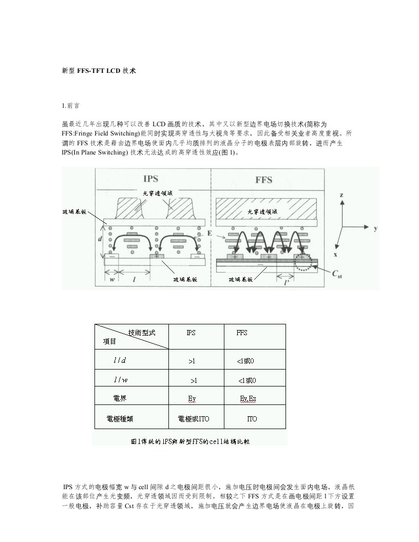 TFT-LCD中FFS显示模式介绍