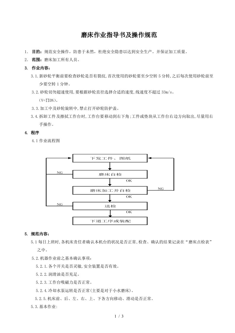 工作作业指导书及操作规范