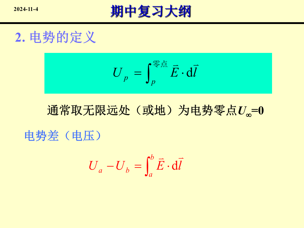 大学物理下期中复习课