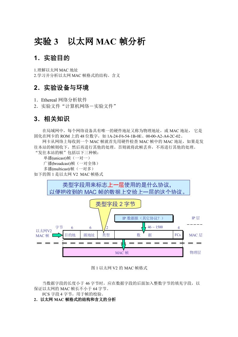 实验3-以太网MAC帧分析