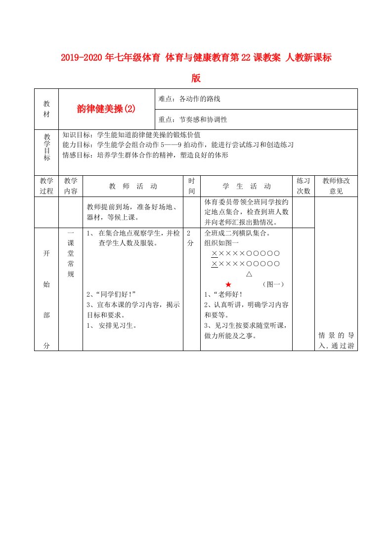 2019-2020年七年级体育