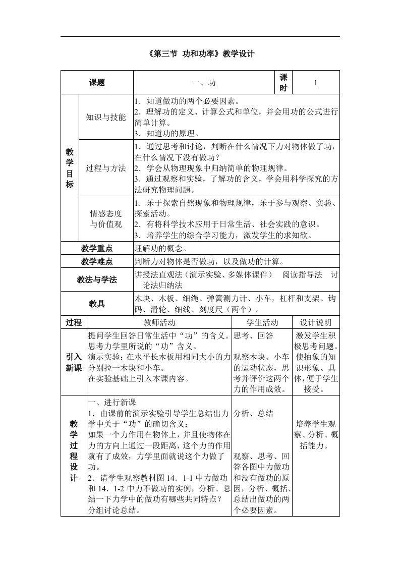 人教版物理八下15.1《功》1