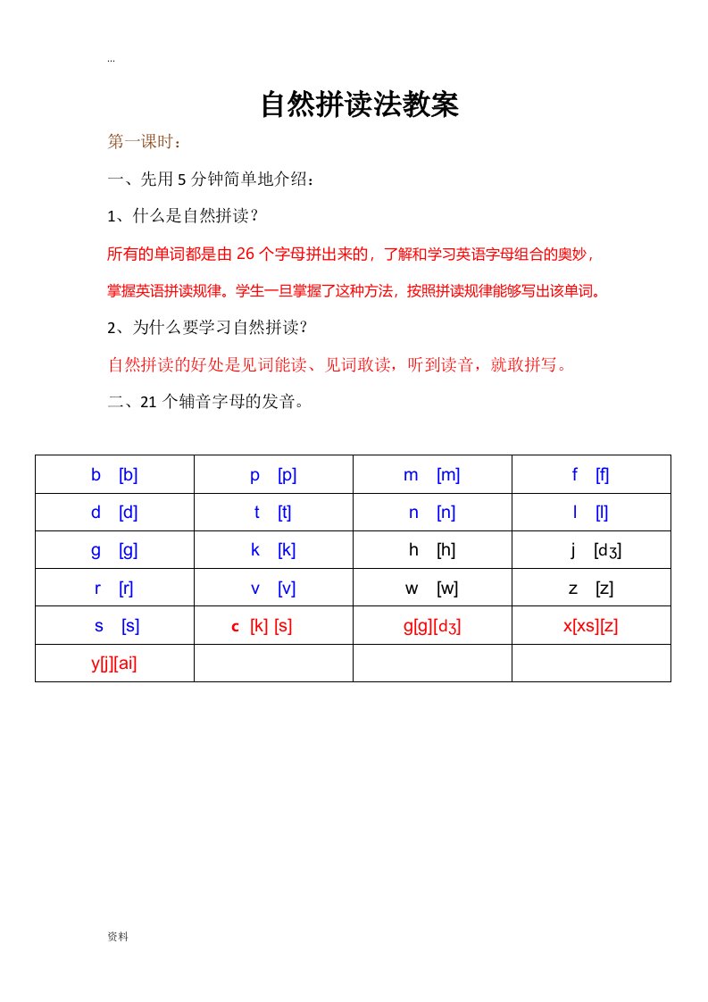 自然拼读法实用教学方案