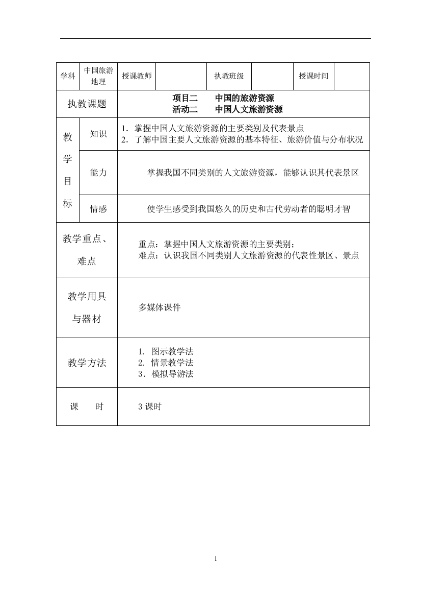 项目二中国的旅游资源（4）