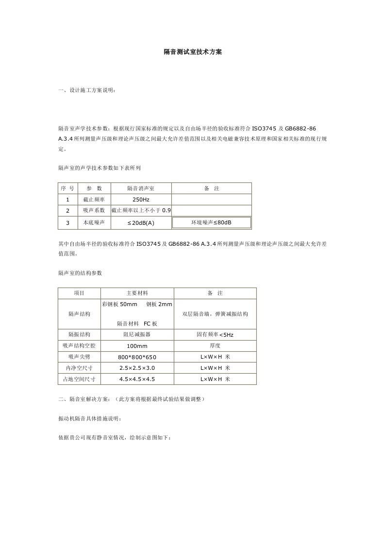 隔音测试室技术方案