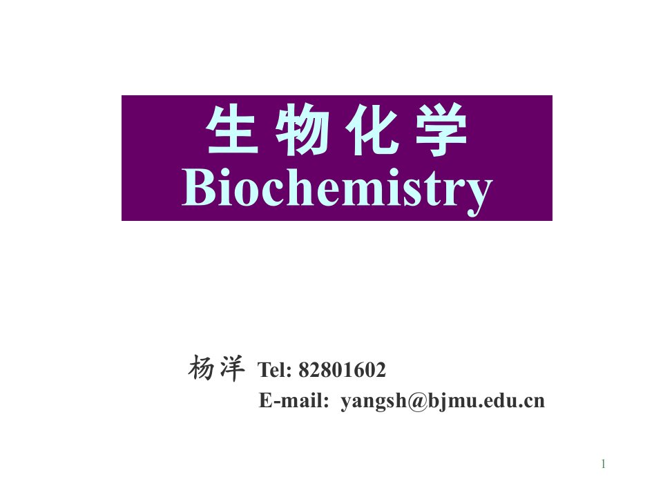 生物化学课件（杨洋）1-蛋白质结构与功能