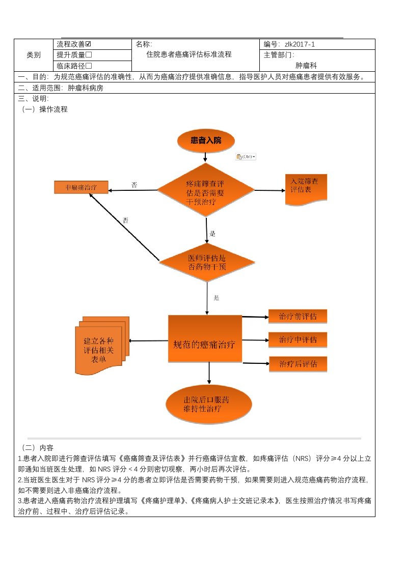 癌痛评估标准化文件