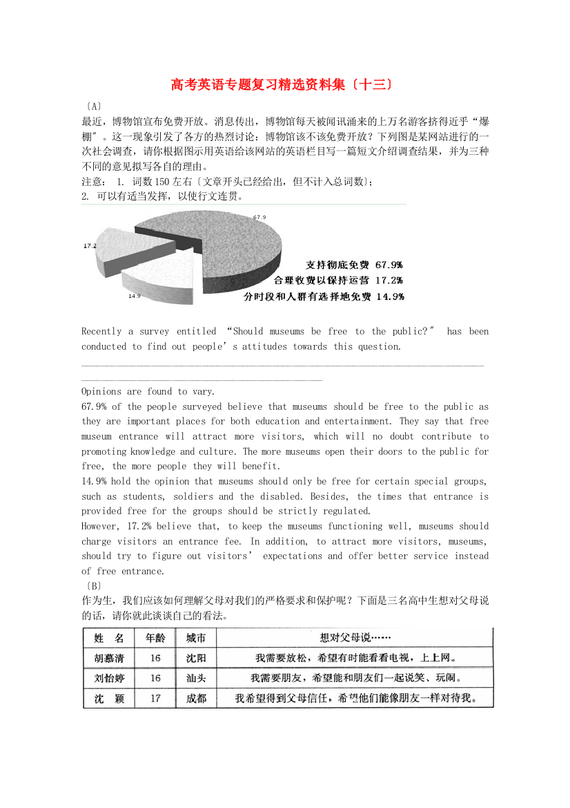 （整理版高中英语）高考英语专题复习精选资料集（十三）