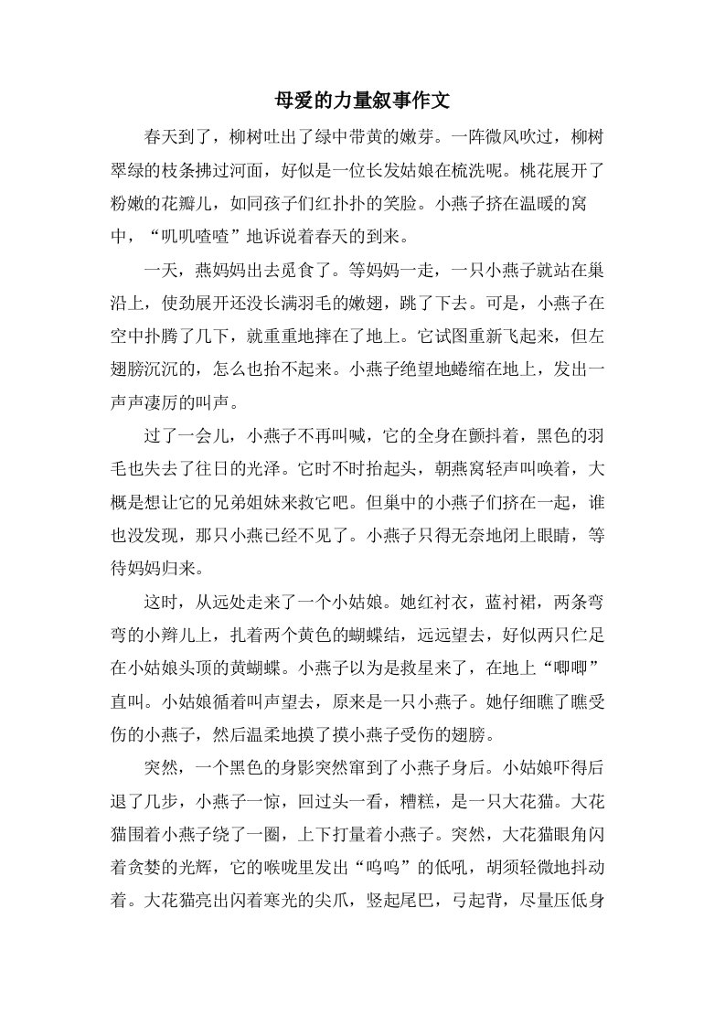 母爱的力量叙事作文