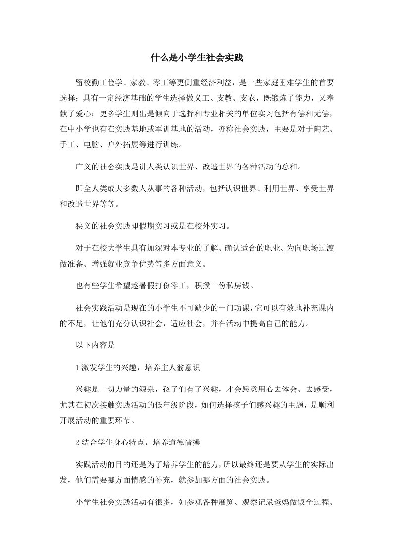 什么是小学生社会实践