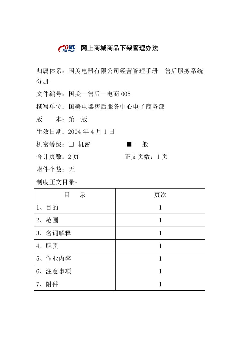 网上商城商品下架管理制度