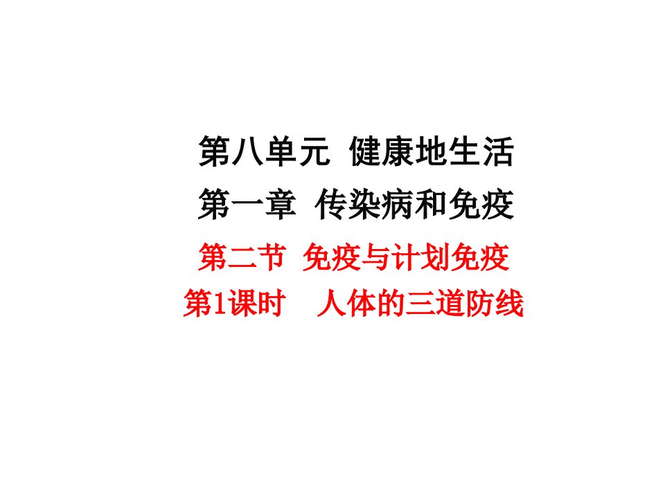 最新部编人教版八年级生物下册《人体的三道防线》精品ppt课件