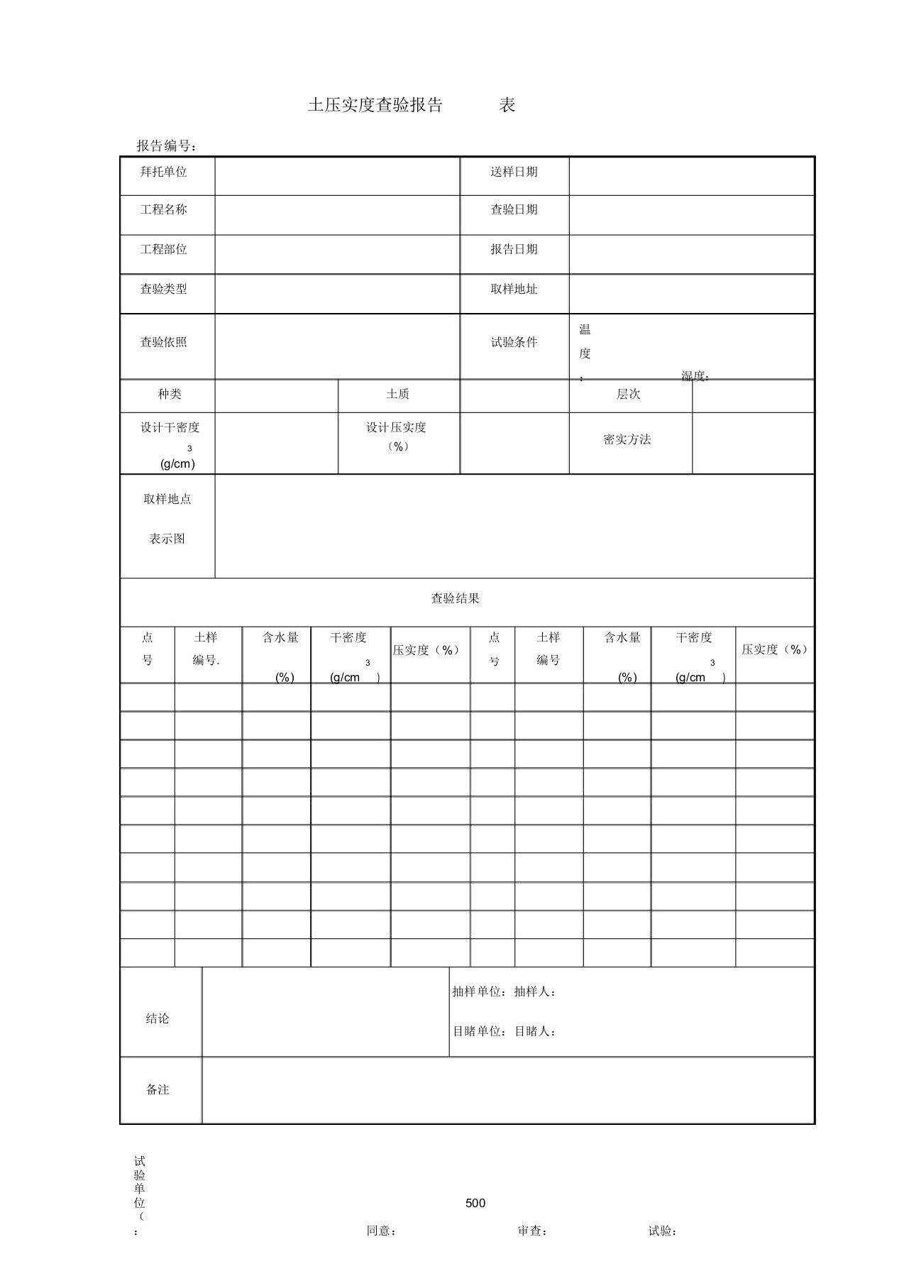 土压实度检验报告表K