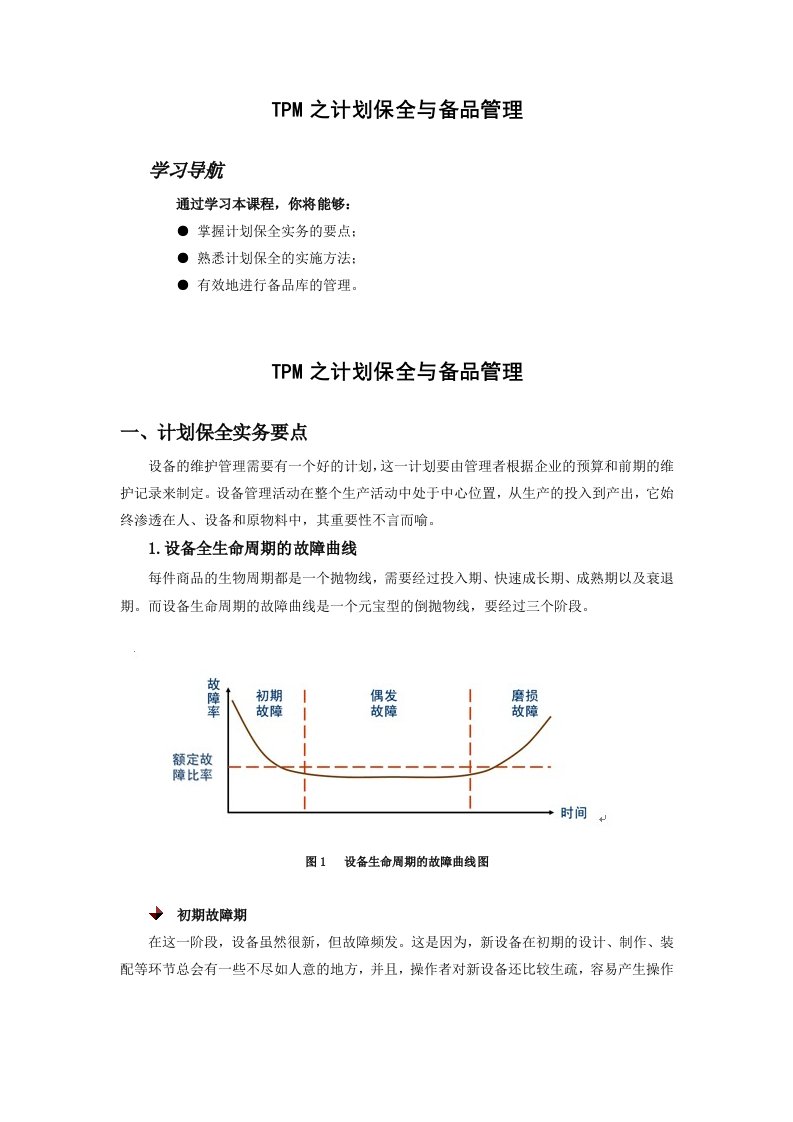 TPM之计划保全与备品管理