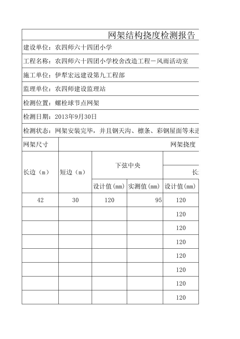 网架挠度检测报告