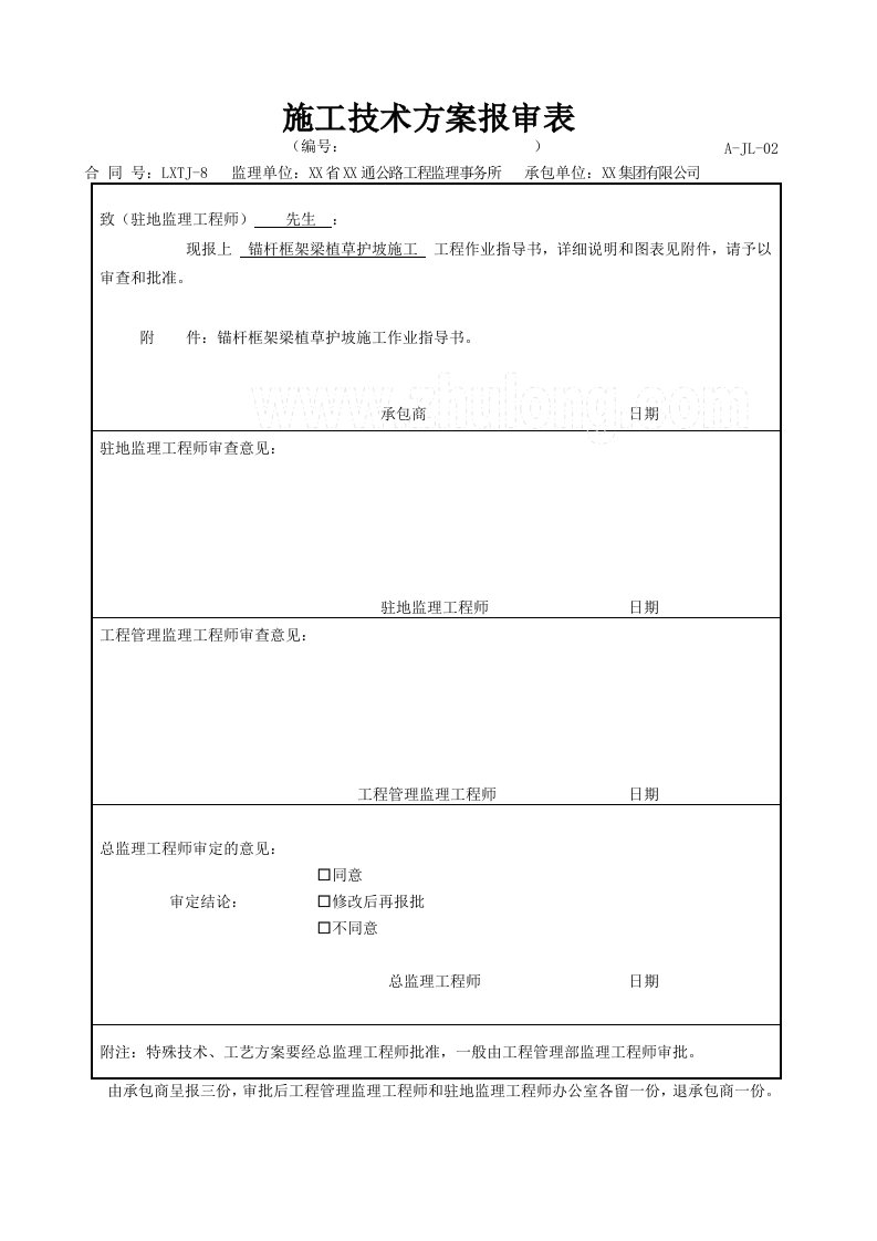 河南高速路基锚杆框架梁植草护坡施工作业指导书