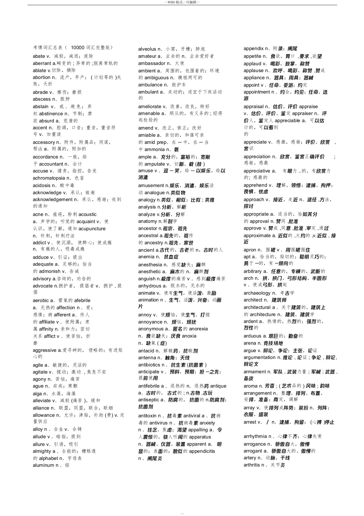 考博英语10000词汇(打印版)