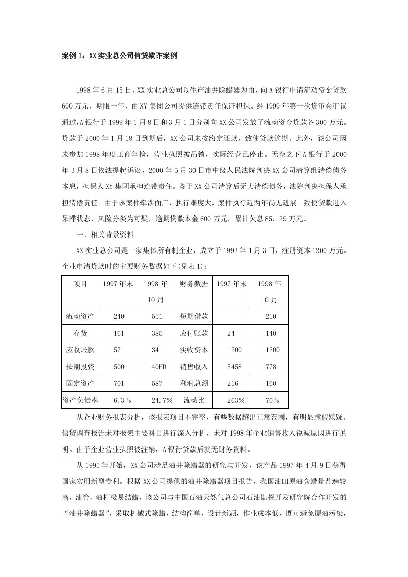 商业银行贷款案例分析