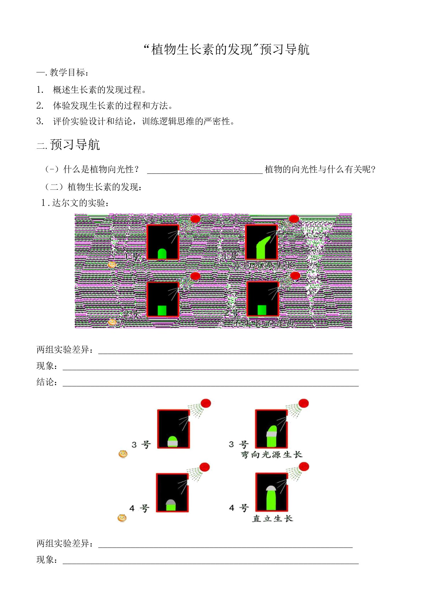 植物生长素的发现预习导航