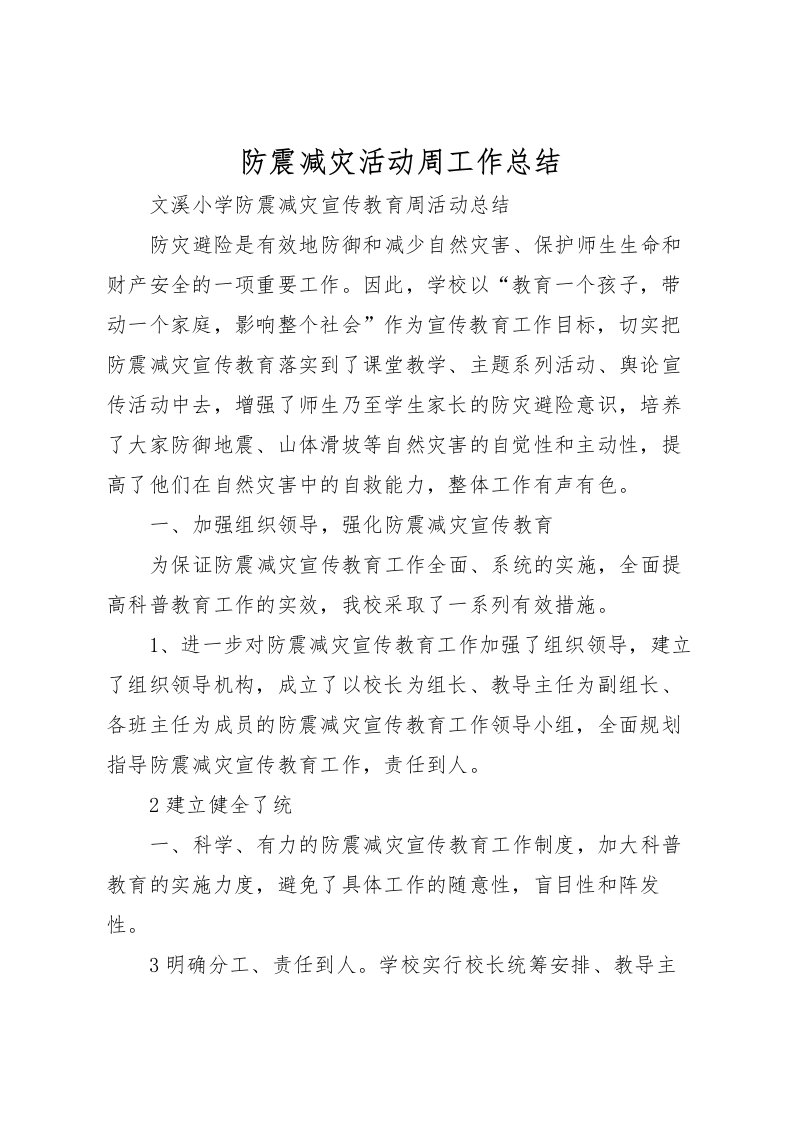 2022-防震减灾活动周工作总结