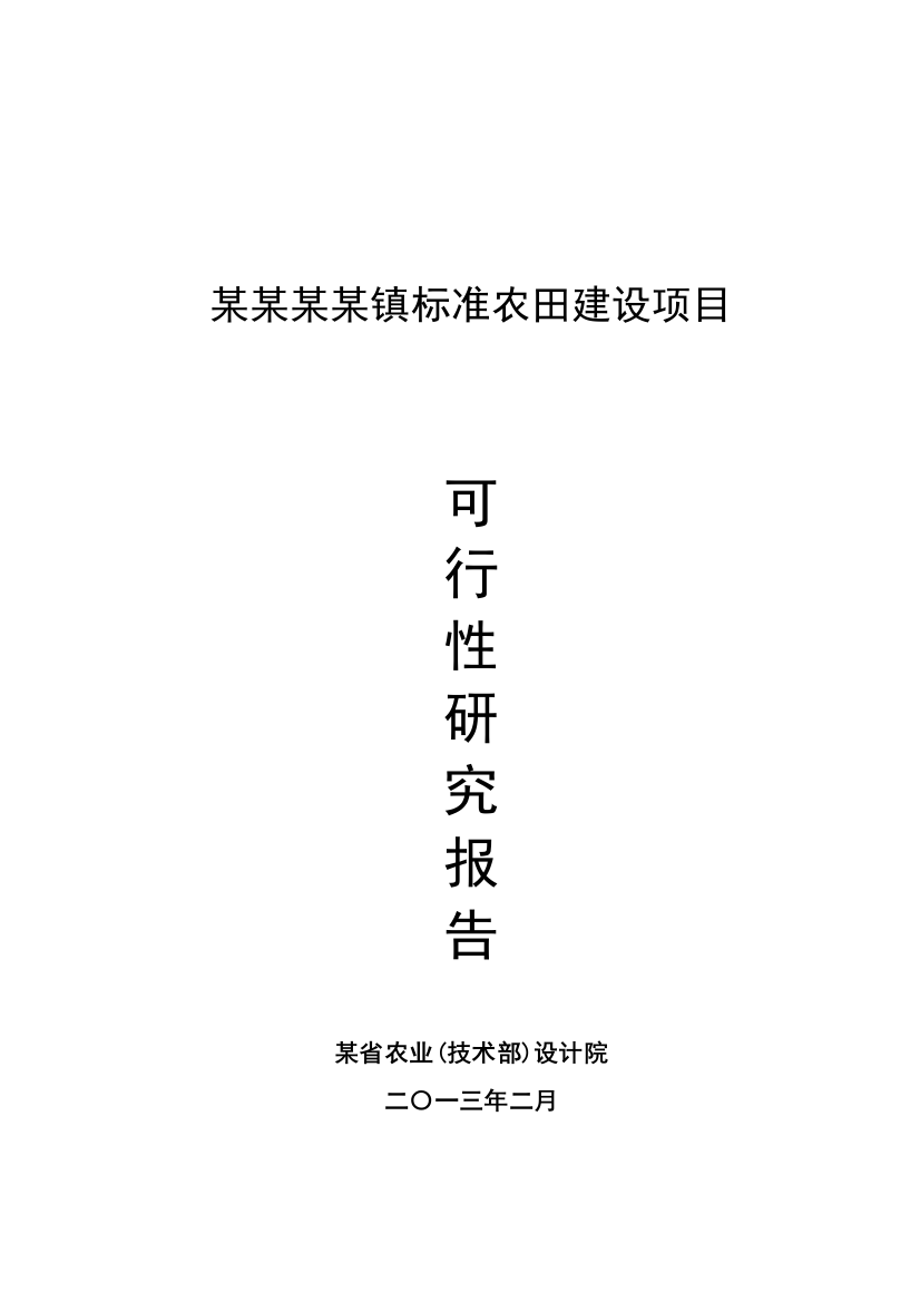 某某某某镇标准农田建设项目可行性研究报告-2013年