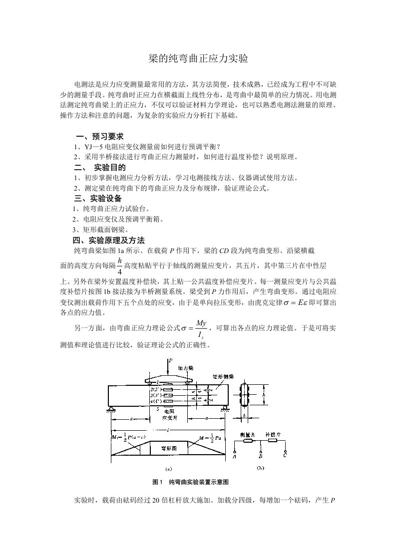 梁的纯弯曲正应力实验机械技术