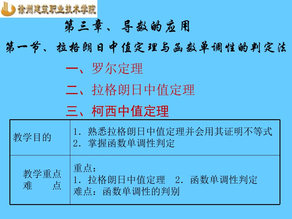 高数课件3-1拉格朗日中值定理与函数单调性判别法