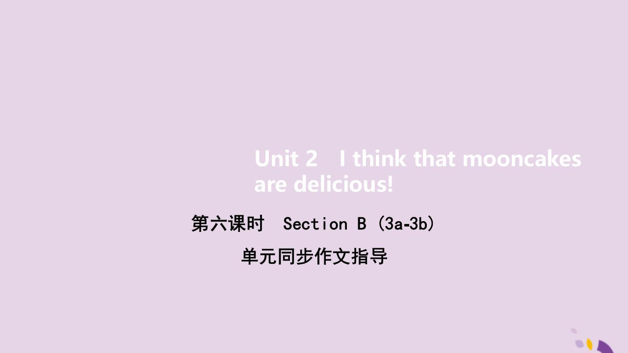 九年级英语全册Unit2Ithinkthatmooncakesaredelicious第六课时作业课件新版人教新目标版