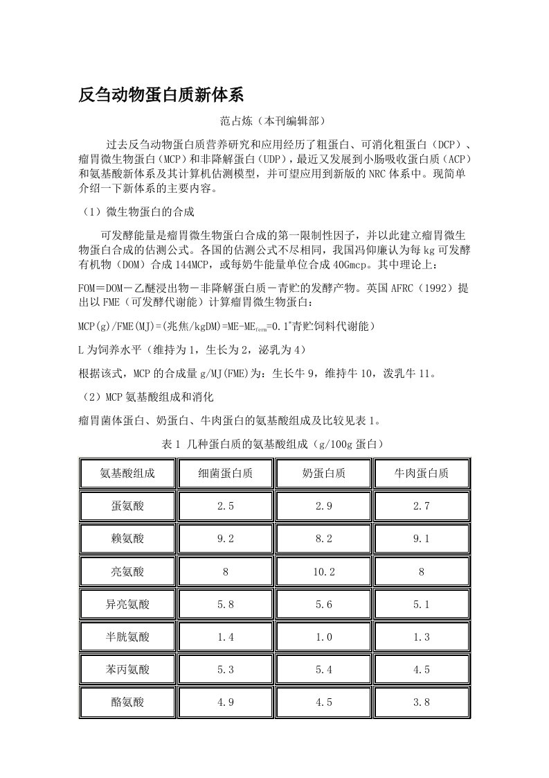 反刍动物蛋白质新体系