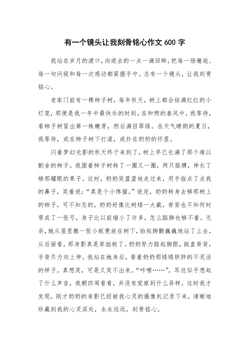 有一个镜头让我刻骨铭心作文600字