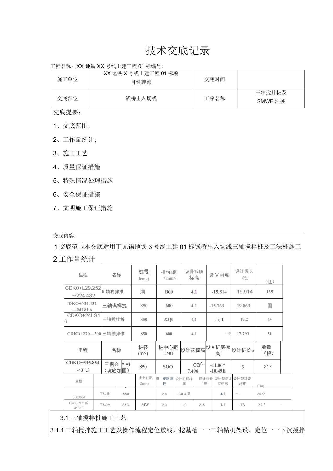 三周搅拌桩止水帷幕技术交底